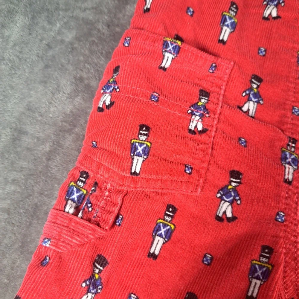 OshKosh Bgosh Red Corduroy Nutcracker Toy Soldier Overalls 12M Holiday Christmas